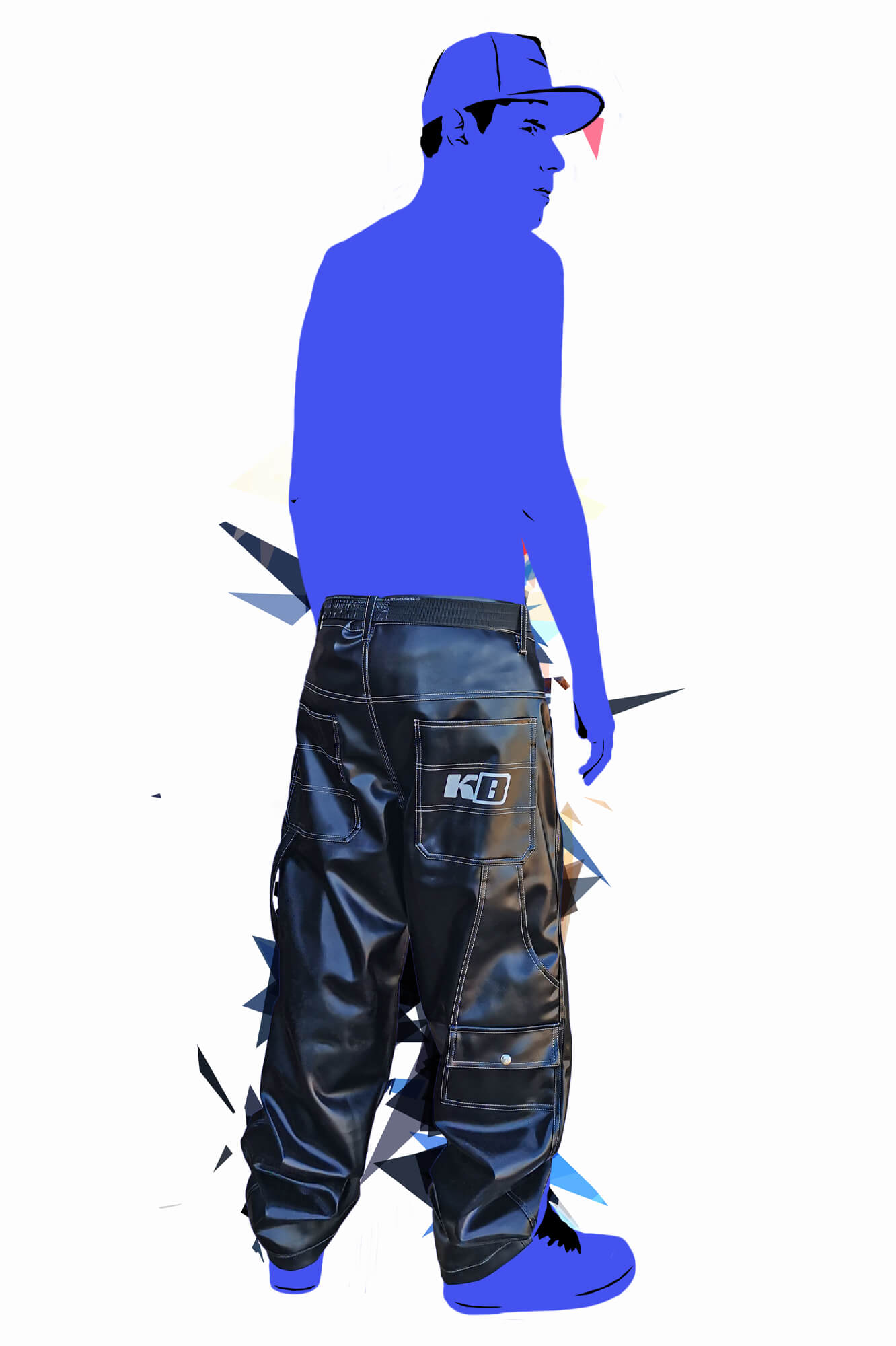 Leather Cargo Pants Royal Blue Faux Leather Pants PSYCHE Vegan